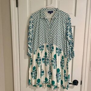 Tuckernuck Exclusive Ro's Garden turquoise Deauville Dress Size S